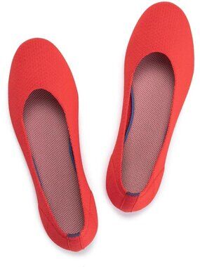 〽️Women's Bright Red Ballet Flat Low Wedge Comfort Soft Round Toe Slip Shoes